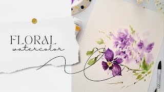 Watercolor Painting How to Paint Loose Watercolor of Stunning Purple Floral [upl. by Namrej]