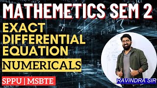 EXACT DIFFERENTIAL EQUATION  Mathematics 2  Sppu  MSBTE by ravindra sir [upl. by Coward]