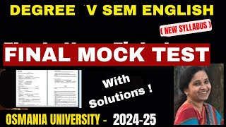 How to Solve Degree NEW V semester English Model Question paper 202425 II Degree 3rd year [upl. by Elahcar]