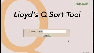 Demonstration of Lloyds Q Sort Tool [upl. by Tattan]