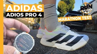 Adidas Adios Pro 4 Marathon Test Adidas new carbon race versus the marathon [upl. by Rufe]