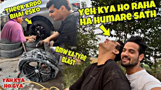 BMW TYRE BLAST😳  BAL BAL BACH GYE  CRASH HONE SE BACH GAYA [upl. by Kimball]