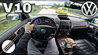 VW TOUAREG 50 V10 TDI TOP SPEED DRIVE ON GERMAN AUTOBAHN 🏎 [upl. by Gnilrets]