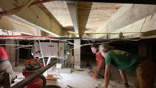 Structural Repairs in Crawlspace Damage floor joist repair Sagging floor repair Girder repair [upl. by Gearhart587]