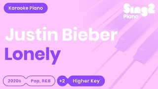 Justin Bieber benny blanco  Lonely Karaoke Piano Higher Key [upl. by Ytram]