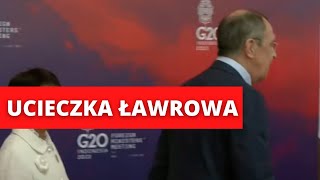 Kompromitacja Rosji Ławrow niczym tchórz UCIEKA ze szczytu G20 [upl. by Esac]