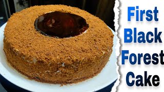 Perfect Black Forest  First Time cake making  Easy Black Forest  No Oven No Beater  BirthdayCake [upl. by Madeleine]