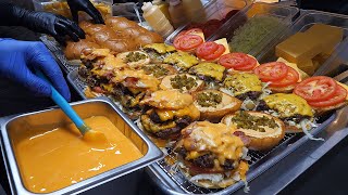 꾸덕한 수제치즈소스 딥치즈 베이컨 더블 버거  homemade deep cheese sauce deep cheese bacon double burger [upl. by Jaycee]