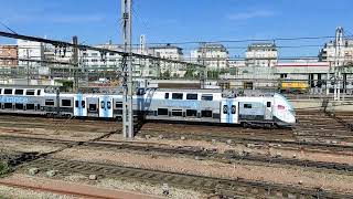 Train Transilien with Regio2N Bombardier leaving ParisMontparnasse towards Mantes La Jolie [upl. by Rugg]