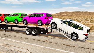 Flatbed Truck Mcqueen  Transportation with Truck  Pothole vs Car 205  BeamNGDrive [upl. by Otaner]