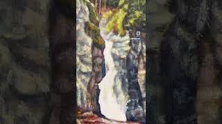 Rocky Cliff of Nairn Falls art painting acrylicpainting nairnfalls waterfallpainting [upl. by Niad]