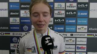 Antonia Niedermaier  Interview at the finish  World Championships Road Race Zürich 2024 [upl. by Anilrahc]