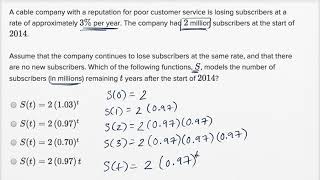 Quadratic and exponential word problems — Basic example  Math  SAT  Khan Academy [upl. by Geraldine]