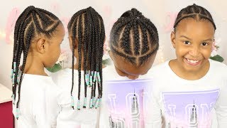 Easy Braided Hairstyle  Beads amp Braids ▸ Protective Style [upl. by Stag]