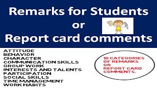 Remarks for Students or Report card comments [upl. by Ecirtal]