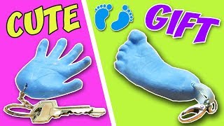 HOW TO MAKE A BABY FOOTPRINT from Silicone  Cute Gift  Baby Key Chain  aPasos Crafts DIY [upl. by Dnaletak331]