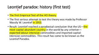 Leontief Paradox  Hecksher Ohlin theory Empirical test Leontief paradox [upl. by Walczak]