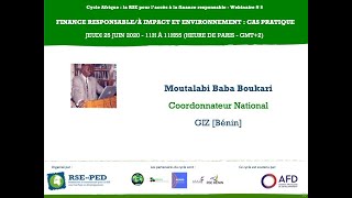 CWA Webinaire5 Moutalabi Baba Boukari Coordonnateur National SEWoH ProFinA GIZ Bénin [upl. by Reld]