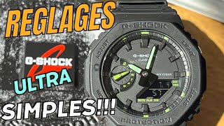 Réglages faciles G Shock GA2100 heure été et hiver fuseau horaire date Easy settings [upl. by Hsiwhem]