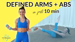 Defined Arms  Abs in 10 minutes  No Equipment abs [upl. by Kissel182]