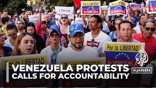 Venezuelas disputed presidential results Thousands protest to demand accountability [upl. by Lichtenfeld378]