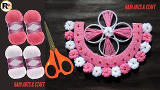 How to Make Woolen Flower  Wool Craft Wall Hanging  Woolen Flower Making Wall Hanging Easy [upl. by Jerrold]