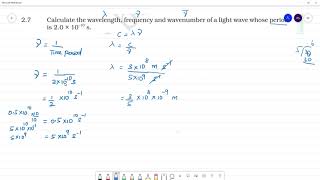 Calculate the wavelength frequency and wavenumber of a light wave whose period is 20 × 10–10 s [upl. by Nalad]