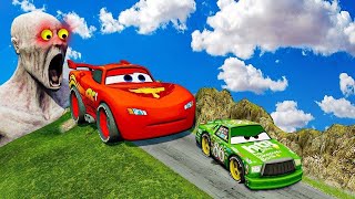 TRANSPORTING PIXAR CARS amp FRUITS WITH COLORED amp JOHN DEERE vs CLAAS vs TRACTORS  BeamNGdrive 962 [upl. by Walls]