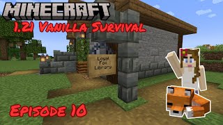 Cozy Library Build Ep 10 Minecraft Vanilla Survival 121 [upl. by Ahen]