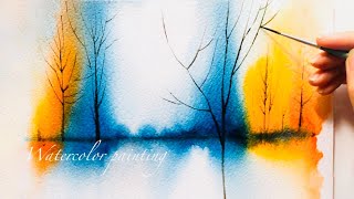 helioblue and cadmium orange  a beautiful composition for watercolor painting [upl. by Kempe]