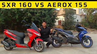 Yamaha Aerox vs Aprilia SXR 160  Comparison review of biggest scooters on sale in India [upl. by Nehr]