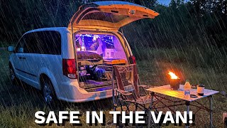 Solo Car Camping in Heavy Rain and Hail  Van Life Movie [upl. by Rola]