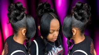 Pincurl Ponytail with 2 Side Curled Side Bangs [upl. by Rusel]