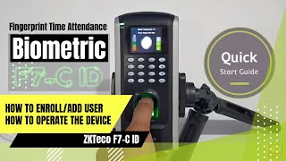 【4K】ZKTeco F7C ID Fingerprint Time Attendance  How to enrollregister user  How to operate F7CID [upl. by Sualokcin]