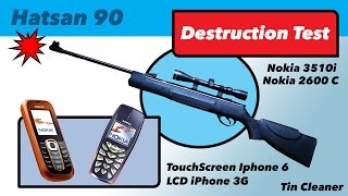 Hatsan 90 SAS gen II destruction test Nokia 3510i 2600c iPhone 6 3G Penetration [upl. by Gnuhc]