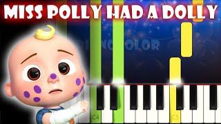 Miss Polly Had a Dolly Song  Cocomelon Nursery Rhymes  Piano Tutorial  Karaoke [upl. by Adihahs]