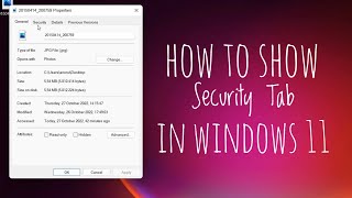 How to show Missing Security Tab on Properties Tab in Windows 11  Tips amp Tricks [upl. by Eiuol39]