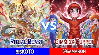 Ritual Beast Vs Gimmick Puppet  bisKOTO Vs gamaron  High Rated  Dueling Book [upl. by Sherburne949]