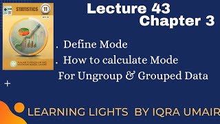 Lecture 43 Mode from Grouped amp Ungrouped Data  first year statistics chapter 3  Iqra Umair [upl. by Eiram]