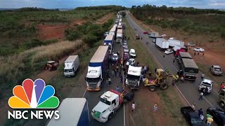 Brazilian Truckers Create Multiple Blockades In Support Of Bolsonaro [upl. by Ahteres]