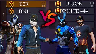 WHITE 444 RUOK FF VS B2K BNL  ONE TAP KINGS VS AWM LEGENDS [upl. by Standford]