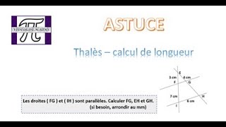 ASTUCE  THEOREME DE THALES  calculs de longueurs [upl. by Mackenzie]