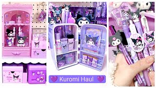 Kuromi haul 💜desk makeover  Sanrio stationery haul cindyasmr [upl. by Westleigh]