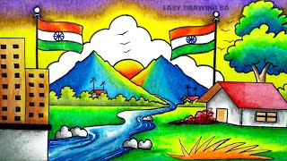 har Ghar tiranga drawingindependent day chart poster drawingindependence day drawing 2024 [upl. by Yelah492]