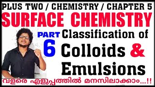 Classification of Colloids  Emulsions Surface Chemistry 2 Chemistry Chapter 5 in malayalam [upl. by Izogn]