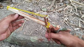 How to Make Easy Wooden Gun with Rubber [upl. by Ahseel]