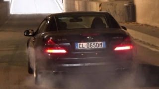 Mercedes SL55 AMG BURNOUT amp C63 Acceleration SOUND [upl. by Onailerua]