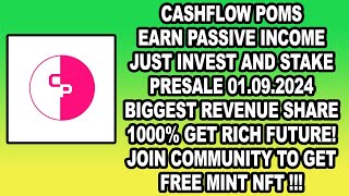 CASHFLOW POMS PROJECT FULL REVIEW  EARN PASSIVE INCOME VERY EASY  BEST NFT TO EARN MONEY [upl. by Fernande]