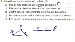 2 Classifique em verdadeiro V ou falso F atrês pontos distintos são sempre colineares [upl. by Atikan213]