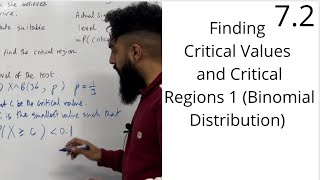 Edexcel AS Level Maths 72 Finding Critical Values Part 1  Critical Region OneTailed Test [upl. by Papst]